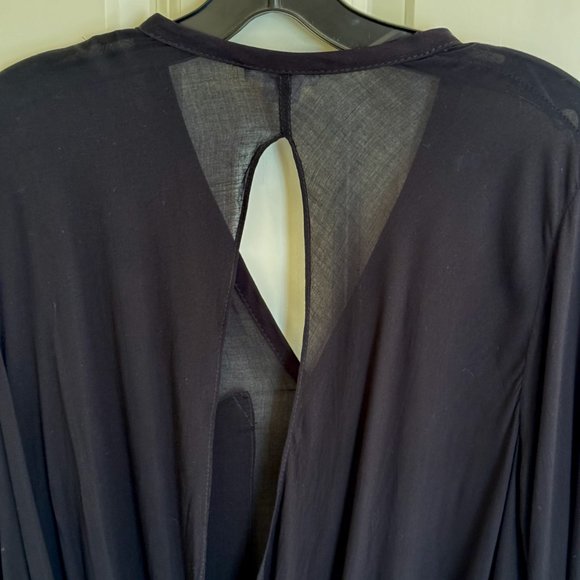 HELMUT LANG Black Blouse Semi Sheer Button Up /Split Back /Size Petite#RN11936 - Picture 3 of 7